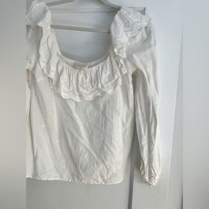 Sezane white ruffle blouse